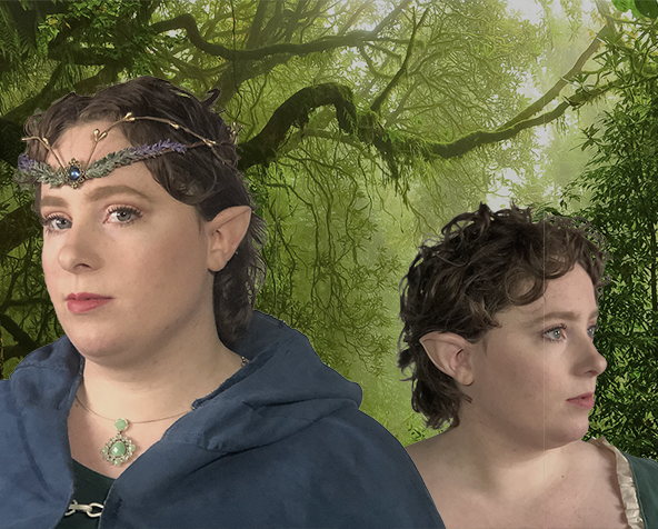 half elf ears and hobbit ears in silicone designed, created and worn by Jacqueline Whalen of Geekling Creations